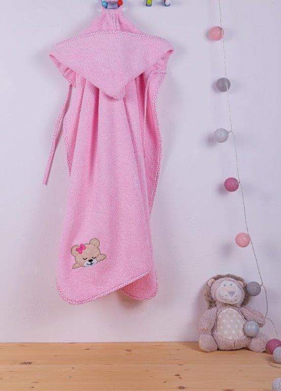 Κάπα Μπεμπέ 80x80εκ. Sleeping Bear Cub 14 Dimcol (Ύφασμα: Βαμβάκι 100%, Χρώμα: Ροζ) - DimCol - 1210013601701426